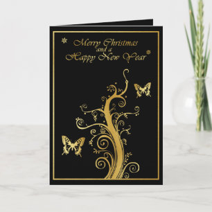 Cartes Pour Fêtes Annuelles Joyeuses fêtes - Vin & Papillon II