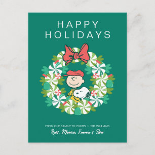 Cartes Pour Fêtes Annuelles Joyeuses fêtes   Wreath de bonbon de menthe poivré