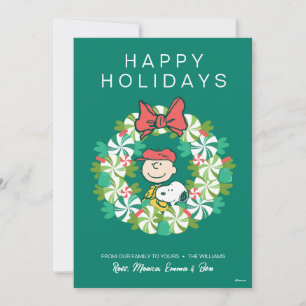 Cartes Pour Fêtes Annuelles Joyeuses fêtes   Wreath de bonbon de menthe poivré
