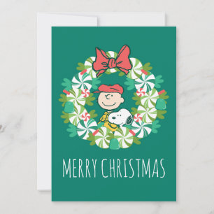 Cartes Pour Fêtes Annuelles Joyeuses fêtes   Wreath de bonbon de menthe poivré