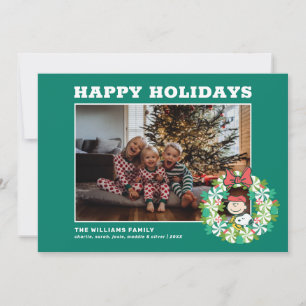 Cartes Pour Fêtes Annuelles Joyeuses fêtes   Wreath de bonbon de menthe poivré