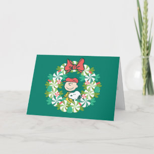 Cartes Pour Fêtes Annuelles Joyeuses fêtes   Wreath de bonbon de menthe poivré