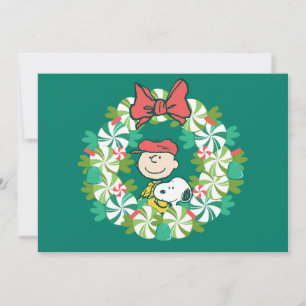Cartes Pour Fêtes Annuelles Joyeuses fêtes   Wreath de bonbon de menthe poivré