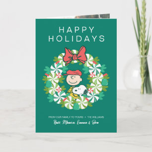 Cartes Pour Fêtes Annuelles Joyeuses fêtes   Wreath de bonbon de menthe poivré