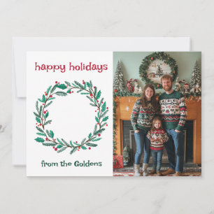 Cartes Pour Fêtes Annuelles Joyeuses fêtes Wreath photos personnalisées Noël