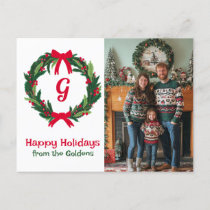 Cartes Pour Fêtes Annuelles Joyeuses fêtes Wreath photos personnalisées Noël