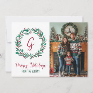 Cartes Pour Fêtes Annuelles Joyeuses fêtes Wreath photos personnalisées Noël