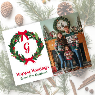 Cartes Pour Fêtes Annuelles Joyeuses fêtes Wreath photos personnalisées Noël