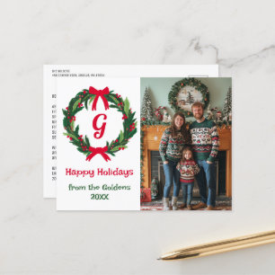 Cartes Pour Fêtes Annuelles Joyeuses fêtes Wreath photos personnalisées Noël