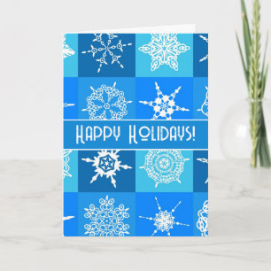 Cartes Pour Fêtes Annuelles Joyeuses Flammes de neige blanches sur Pretty Blue