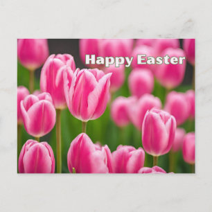 Cartes Pour Fêtes Annuelles Joyeuses fleurs de tulipe rose de Pâques