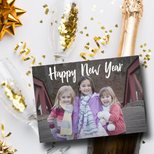 Cartes Pour Fêtes Annuelles Joyeuses Nouvel An Simple Typographie Blanche Mode