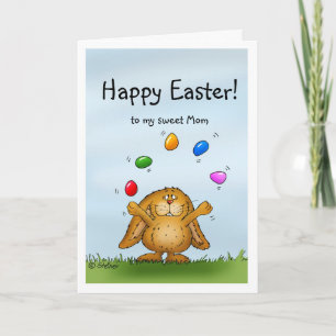 Cartes Pour Fêtes Annuelles Joyeuses Pâques à ma maman - lapin de jonglerie
