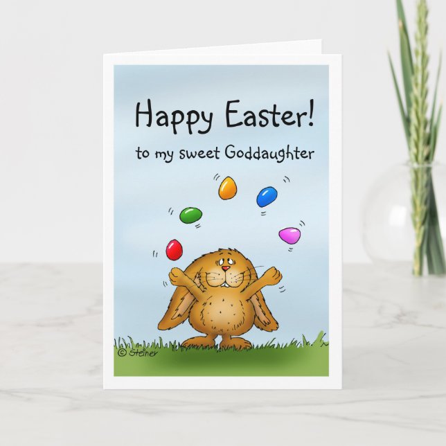 Cartes Pour Fêtes Annuelles Joyeuses Pâques à mon lapin mignon de filleule (Devant)