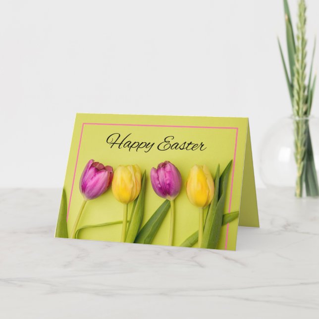 Cartes Pour Fêtes Annuelles Joyeuses Pâques à Quiconque Beaux Tulipes (Devant)