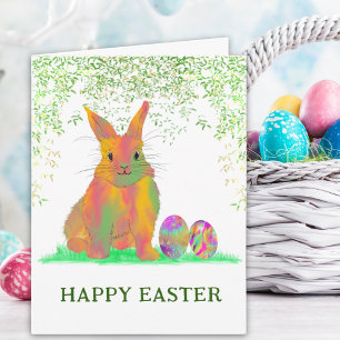Cartes Pour Fêtes Annuelles Joyeuses Pâques Aquarelle Lapin et Œufs Mignons