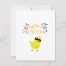 Joyeuses Pâques avec un poussin jaune sur un 