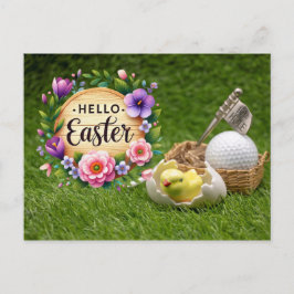 Cartes Pour Fêtes Annuelles Joyeuses Pâques de golf avec poulet et balle de go