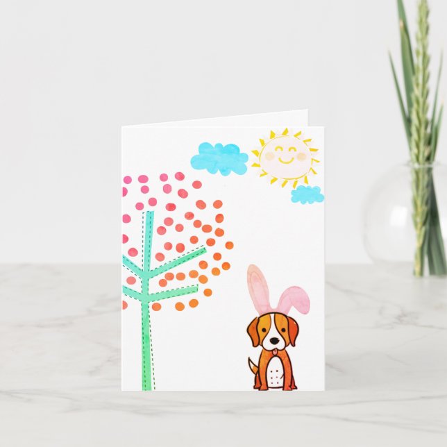 Cartes Pour Fêtes Annuelles Joyeuses Pâques du beagle de Pâques (Devant)