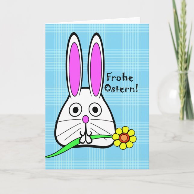 Cartes Pour Fêtes Annuelles Joyeuses Pâques, Easter à German, Cute Bunny (Devant)