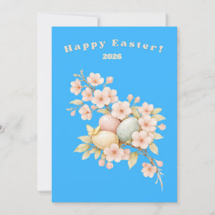 Cartes Pour Fêtes Annuelles Joyeuses Pâques Élégante Florale Cerisier Fleurs P