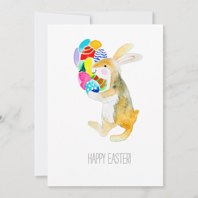 Cartes Pour Fêtes Annuelles Joyeuses Pâques, Fanny lapin et œufs (Devant)