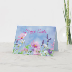 Cartes Pour Fêtes Annuelles Joyeuses Pâques, fleurs sauvages