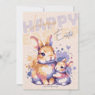 Cartes Pour Fêtes Annuelles Joyeuses Pâques Joli Lapin Aquarelle