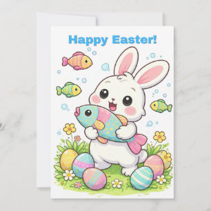 Cartes Pour Fêtes Annuelles Joyeuses Pâques Lapin Drôle Poisson Humour Poisson