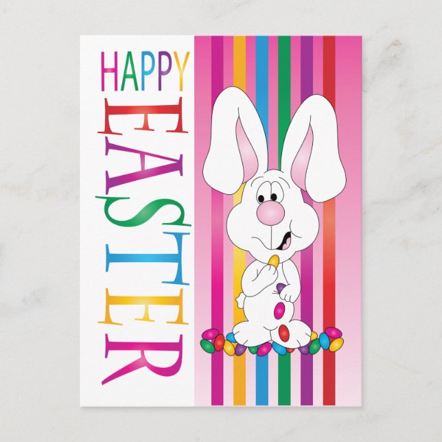 Cartes Pour Fêtes Annuelles Joyeuses Pâques Lapin en Dragées de Gélatine (Devant)