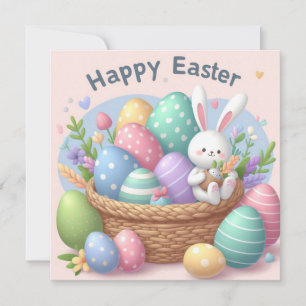 Cartes Pour Fêtes Annuelles Joyeuses Pâques - Œufs de lapin aux couleurs paste