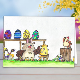 Cartes Pour Fêtes Annuelles Joyeuses Pâques - Peinture de hibou Œufs