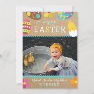 Cartes Pour Fêtes Annuelles Joyeuses Pâques Photo Famille Mignonne 