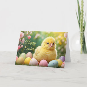 Cartes Pour Fêtes Annuelles Joyeuses Pâques Poussin de Pâques avec oeufs peint