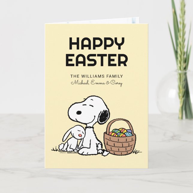 Cartes Pour Fêtes Annuelles Joyeuses Pâques | Snoopy & le lapin de Pâques (Devant)