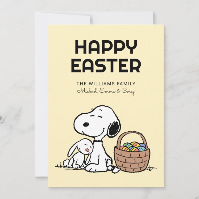 Cartes Pour Fêtes Annuelles Joyeuses Pâques | Snoopy & le lapin de Pâques (Devant)