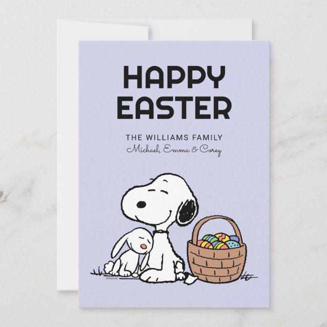 Cartes Pour Fêtes Annuelles Joyeuses Pâques | Snoopy & le Lapin de Pâques (Devant)