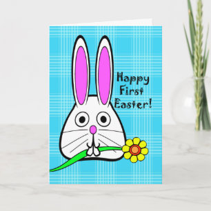 Cartes Pour Fêtes Annuelles Joyeuses premières Pâques, lapin mignon avec la