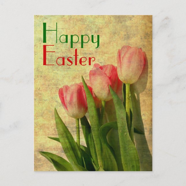Cartes Pour Fêtes Annuelles Joyeuses Tulipes du Printemps de Pâques (Devant)