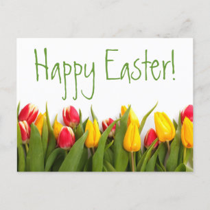 Cartes Pour Fêtes Annuelles Joyeuses Tulipes printanières colorées de Pâques B