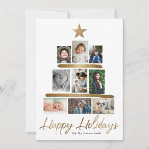 Cartes Pour Fêtes Annuelles Joyeuses vacances 2024 Famille Photo Arbre de Noël