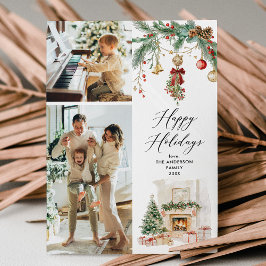Cartes Pour Fêtes Annuelles Joyeuses Vacances 2 Photo Hiver Scène & Verdure