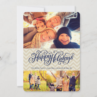 Cartes Pour Fêtes Annuelles Joyeuses vacances à Chevron | 5x7 | plat