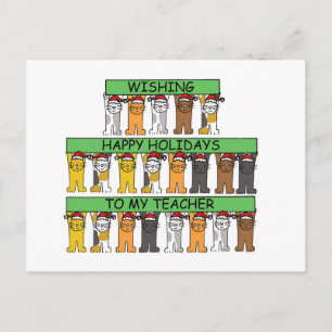 Cartes Pour Fêtes Annuelles Joyeuses vacances à l'enseignant Cartoon Chats