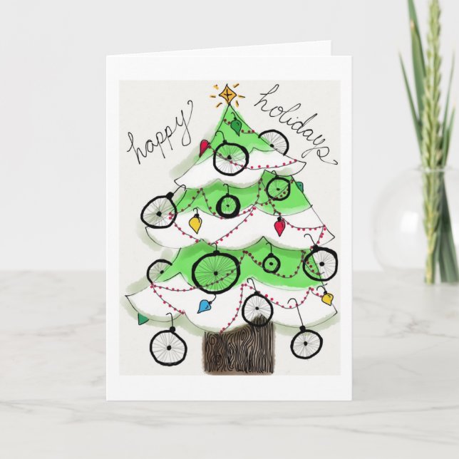 Cartes Pour Fêtes Annuelles Joyeuses Vacances À Vélo (Devant)