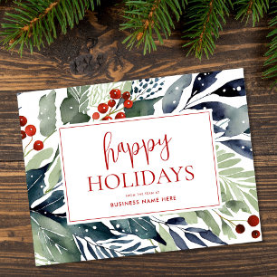 Cartes Pour Fêtes Annuelles Joyeuses Vacances Aquarelle Florale Affaires