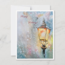 Joyeuses Vacances aquarelle lanterne
