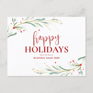 Cartes Pour Fêtes Annuelles Joyeuses Vacances Aquarelle Verdure Affaires