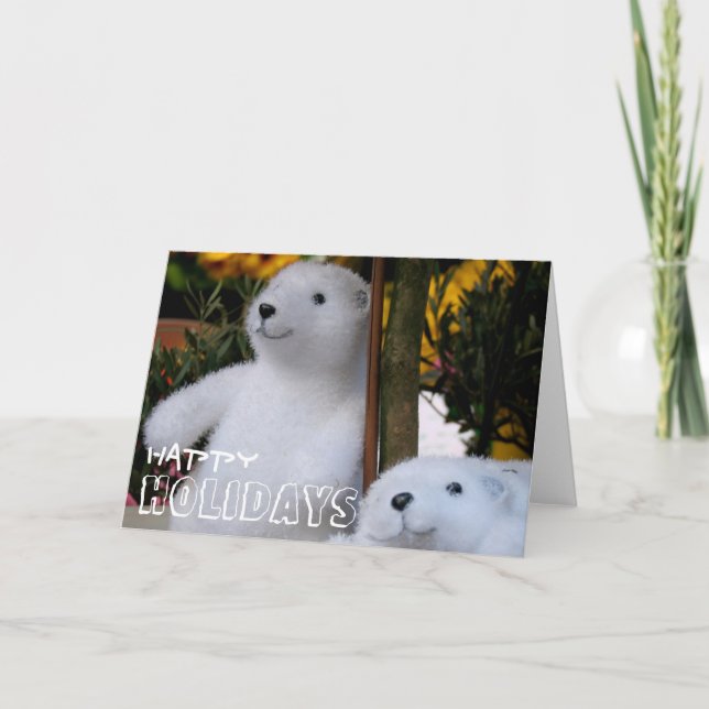 Cartes Pour Fêtes Annuelles Joyeuses vacances avec Nounours blancs - Salutatio (Devant)
