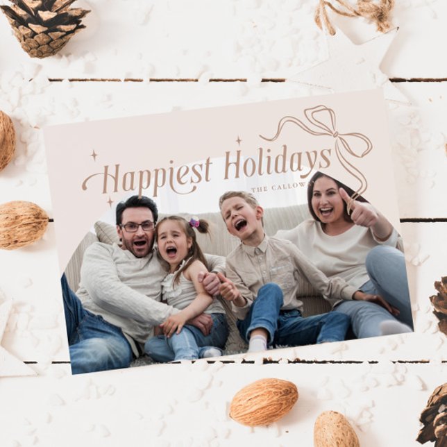 Cartes Pour Fêtes Annuelles Joyeuses vacances Beige Christmas Holiday Card (Créateur téléchargé)
